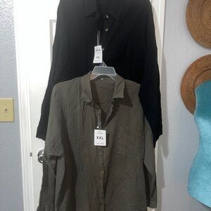 Women’s Black and Olive Button up Shirts XXL